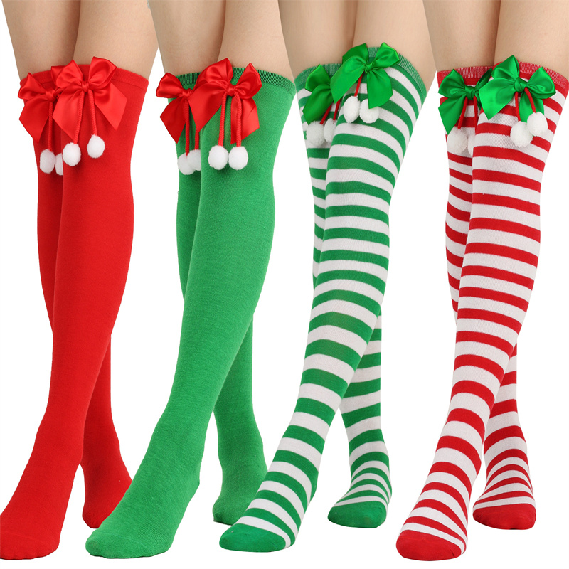 Women Fashion Over The Years - Natal laço meias de malha acima