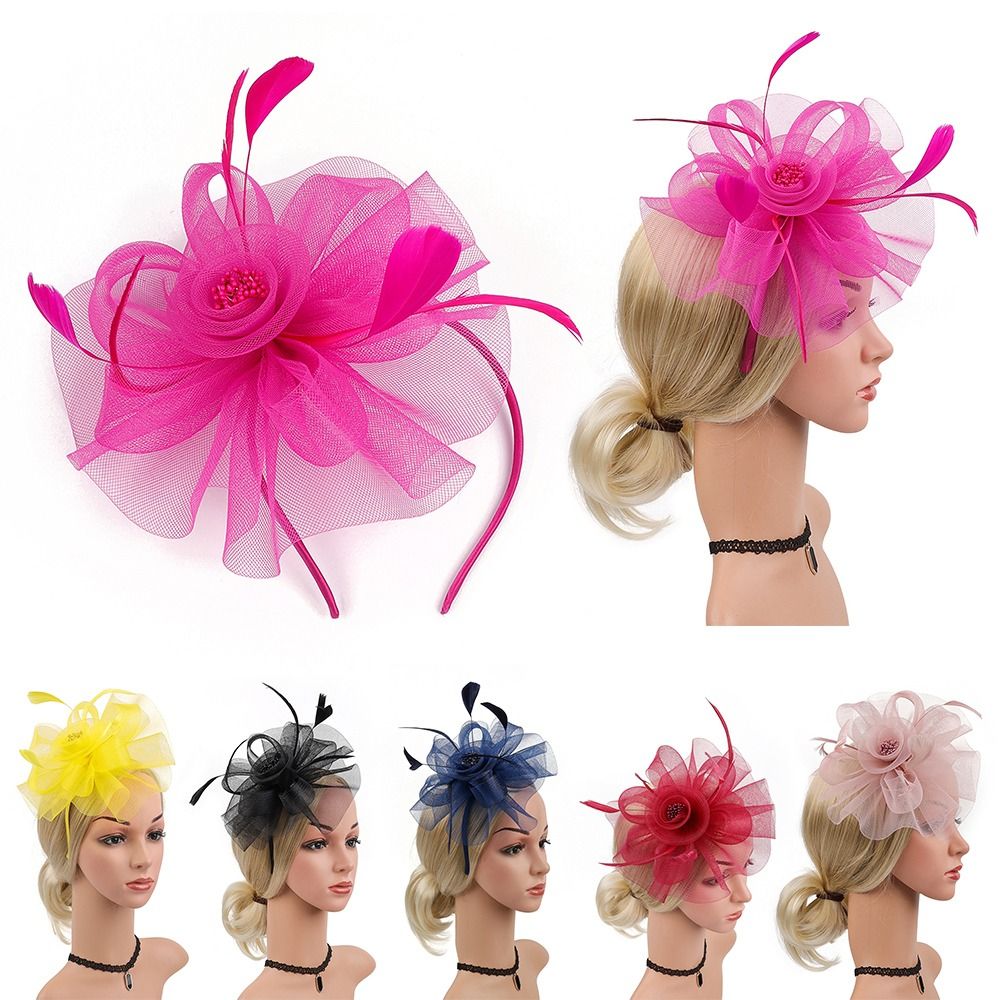 Women'S Fashion Kentucky Derby - Vintage Feathers Fita Fascinator Chapéus para