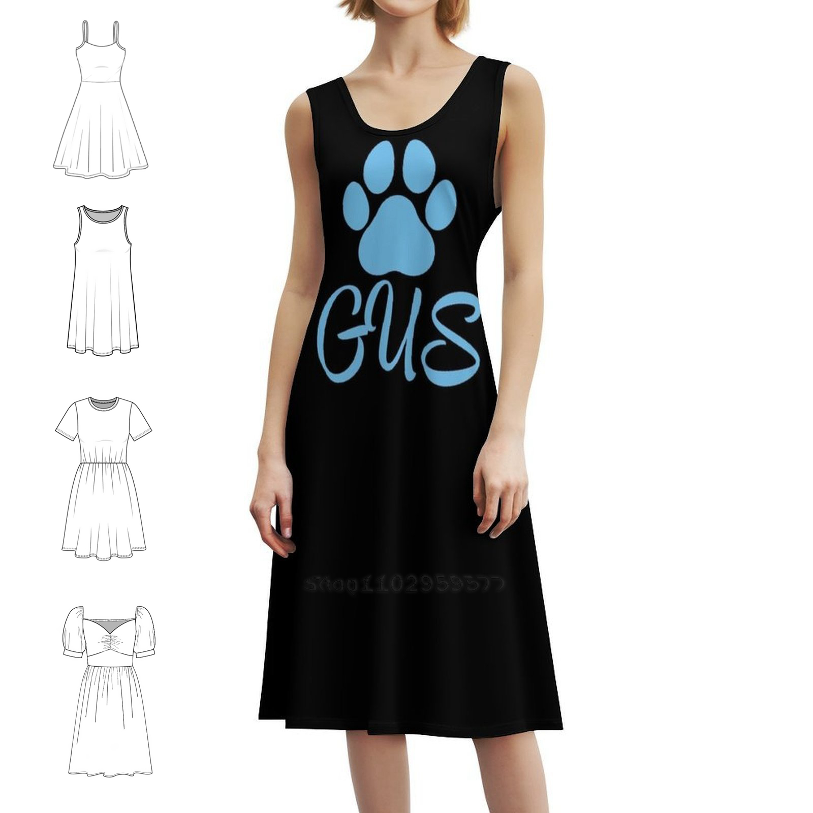 Women Fashion Dress Names - Azul nome do cão gus boho