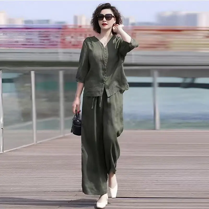 Women Fashion Over The Years - Conjunto de Linho e Algodão Feminino: