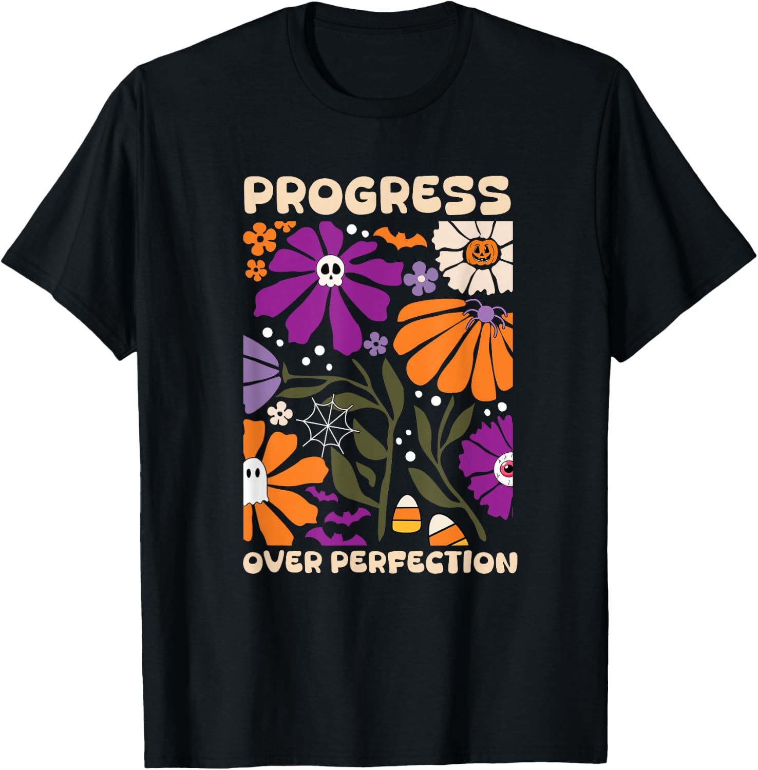 Women Fashion Over The Years - Camiseta Floral de Halloween Progresso em