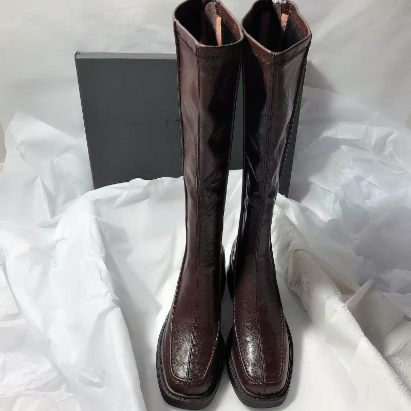 Women'S Fashion Knee High Boots - Bota Longa de Bico Redondo e