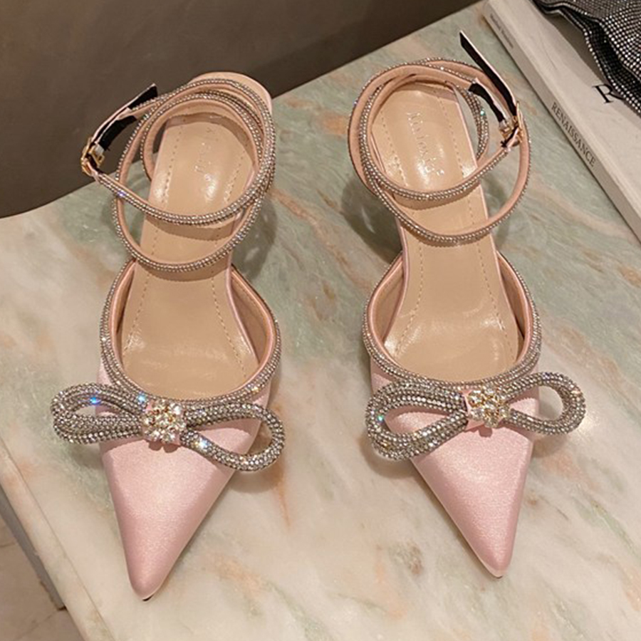 Women'S Fashion Korea - Sandálias Femininas com Laço de Diamante