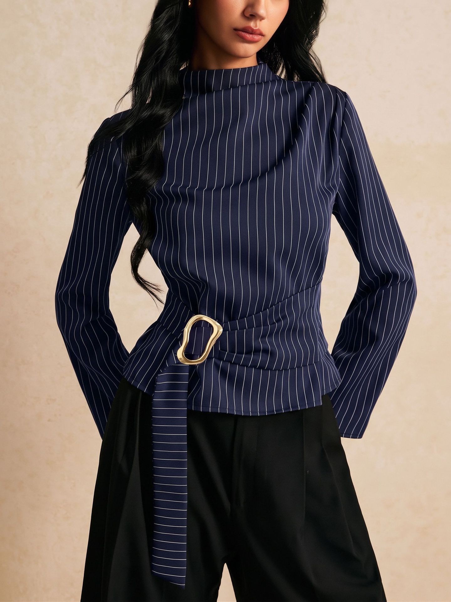 Blusa de manga sino com amarra - Women Fashion Necktie avaliação e preço