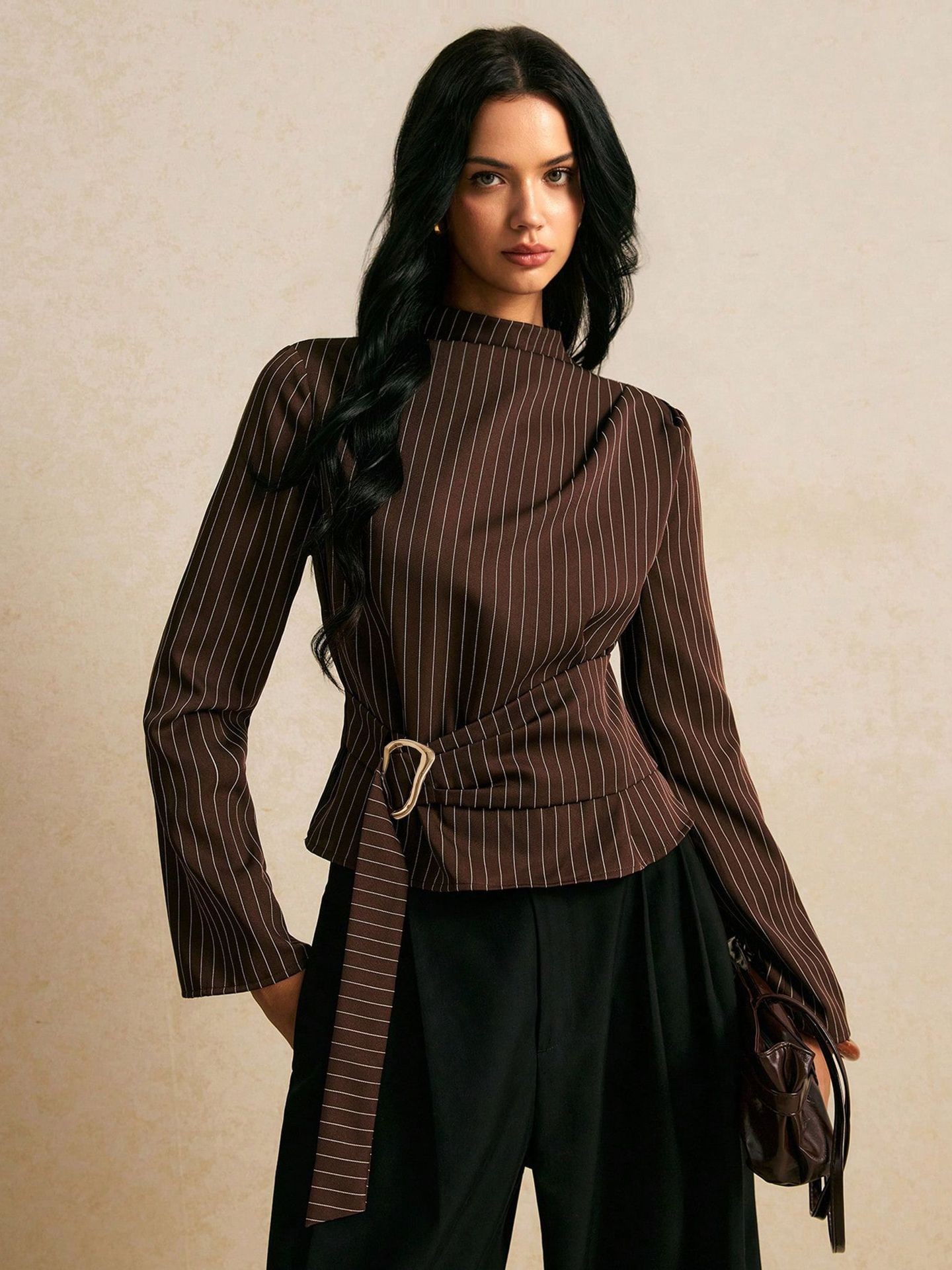 Blusa de manga sino com amarra - Women Fashion Necktie avaliação e preço