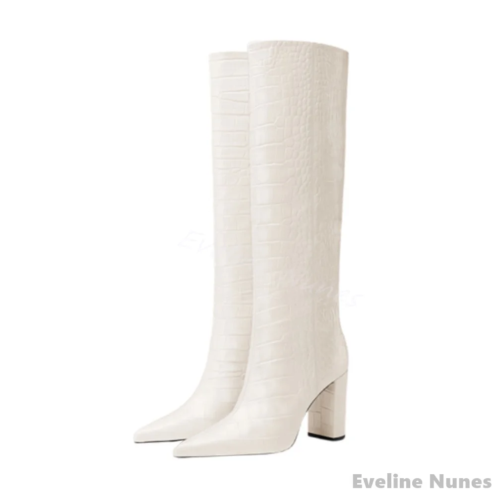 Luxo padrão de crocodilo botas - Women'S Fashion Knee High Boots avaliação e preço