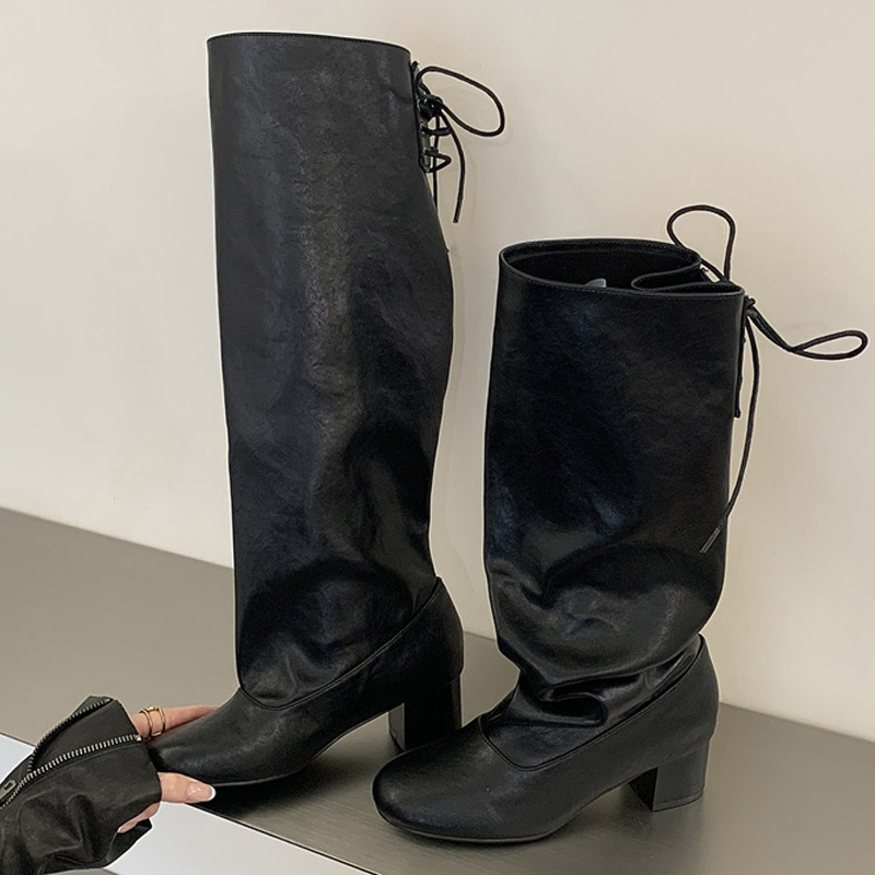 Botas de cano alto com cadarço - Women'S Fashion Knee High Boots avaliação e preço