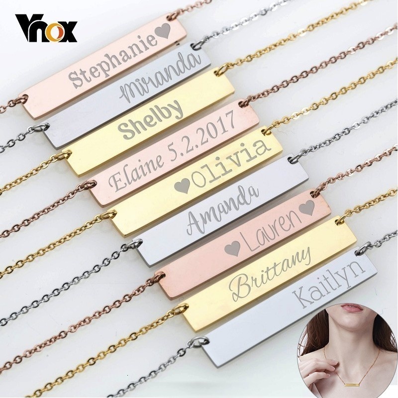 Vnox-colares femininos de aço  - Women Fashion Names avaliação e preço