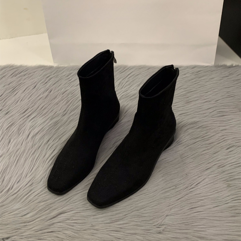 Bota nude com zíper traseiro c - Women'S Fashion Korea avaliação e preço
